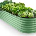 9-in-1 Galvanized Steel Raised Garden Bed // 821.5 ft Modular Planter for Gardening, Vegetables, Flowers // 18" Tall Metal Raised Garden Beds Outdoor (Light Green) // Patented Design Planter Box
