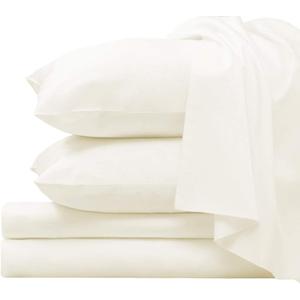 Pizuna 100% Luxury Cotton Queen Size Sheet Set Ivory, 1000 Thread Count Long Staple Cotton Sateen Weave Thick Sheet & Pillowcase Set, Deep Sheets fit 15" (Combed Cotton Queen Sheet Set - 4PC) Pizuna 100% Luxury Cotton Queen Size Sheet Set Ivory, 1000 Thread Count Long Staple Cotton Sateen Weave Thick Sheet & Pillowcase Set, Deep Sheets fit 15" (Combed Cotton Queen Sheet Set - 4PC)