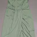 Generic Women's Strapless Ruched High Waist Wrap Split Asymmetrical Solid Color Beach Maxi Long Dresses, Size Medium Light Green