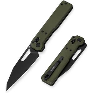 Tarcus Folding Pocket Knife, 3.5" D2 Steel DLC Blade G10 Handle, Lightweight EDC Knife with Crossbar Lock for Men and Women, Ideal for Camping, Hiking, and Survival