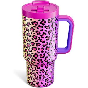 Meoky 32 oz Tumbler with Handle and Flip Straw, 100% Leakproof Tumbler with Lid and Straw, Stainless Steel Insulated Cup, Cupholder Friendly, Keeps Cold for 24 Hours
