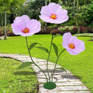 6ft Purple Giant Flowers for Decoration with Stand, Large Artificial Silk Poppy, Handcrafted Large Flower for Garden Wedding Party Photography Props Hotel Office Art Gallery Window Display