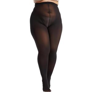 Frola Plus Size Tights for Women Semi Opaque Control Top High Waist Stockings 60 Denier Women's Pantyhose 2X 3X 4X 5X (XX-Large Plus, Black)