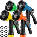 4 Pcs Garden Hose Nozzle Sprayer 10 Adjustable Watering Patterns Heavy Duty High Pressure Water Gun for Watering Plants Washing Cars and Showering Pets, 7.09 x 7.17 x 4.8 inches
