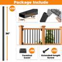 Sidasu 50 Pack 36 Inch Black Metal Deck Balusters, Hollow Rectangular Stair Spindles with End Caps & Screws, Side Mount Railing for Decks, Porches, Fences, Stairs