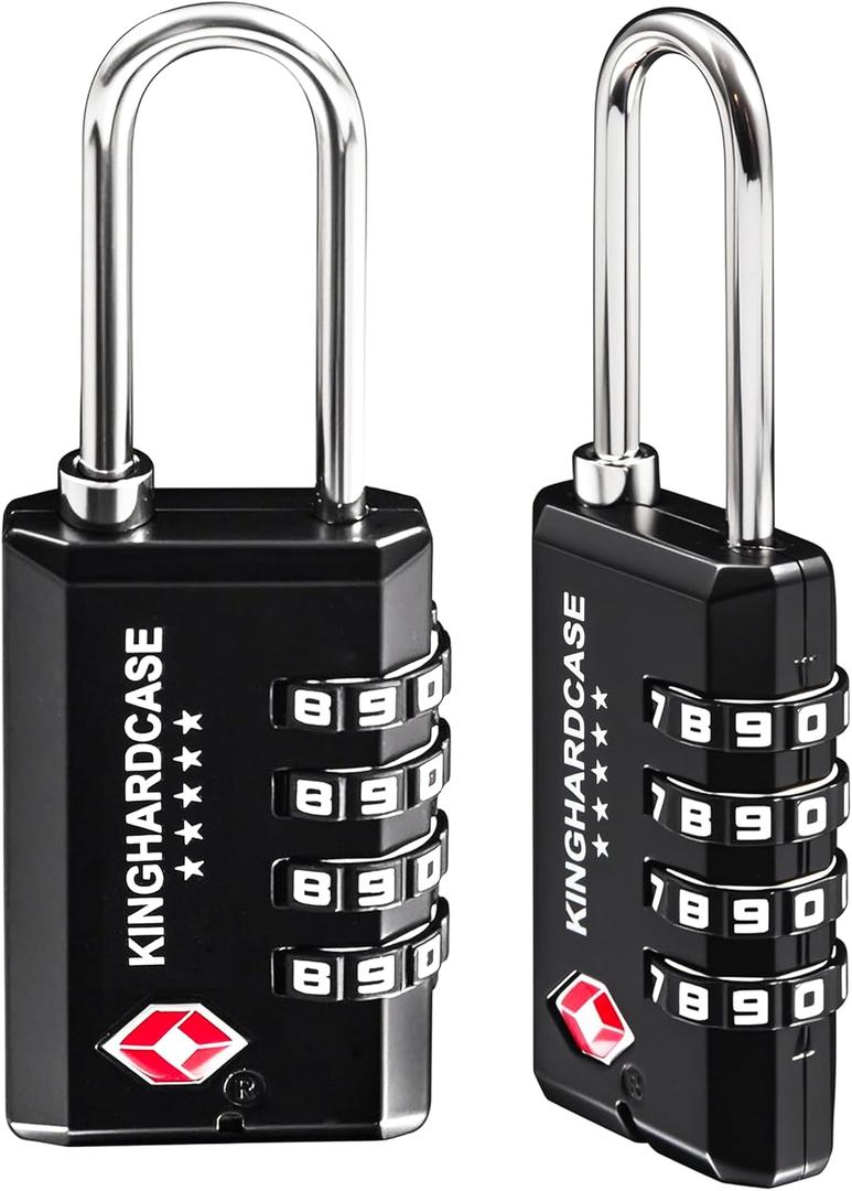 Kinghardcase 2 Pack TSA Approved Gun Locks, 4 Digit Combination Locks for Gun Case, Ammo Box, Rifle Bag, Luggage, Durable Resettable Locks with Locking Hook, Zinc Alloy, Travel Security