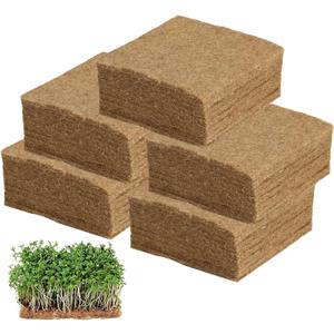 50 Pack Jute Grow Mat 5 x 5 Inch Hydroponic Grow Pads, Hydroponic Hemp Fiber Grow Pads for Germination Trays for Wheatgrass Sprouts and Organic Production