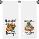 2Pcs Pumpkin Maple Leaves Fall Kitchen Towels Fall Kitchen Decor for Home Seasonal Autumn Thanksgiving Harvest Gifts Waffle Weave Dish Tea Hand Towels for Farmhouse Kitchen Bathroom 14 x 23 Inches