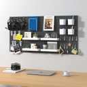 Pegboard Combination Kit, 8 Peg Boards and 30 Accessories Modular Hanging Black Pegboard for Wall, Office Organizer, Keys Holder, Nursery Storage, 44"x22"