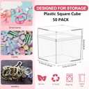 Leinuosen 50 Pcs 2 x 2 x 2 Inch Clear Acrylic Plastic Box with Lid Square Candy Containers for Party Favors Small Square Cube Storage Candy Box for Pill Tiny Earring Jewelry Herb Bead Gifts