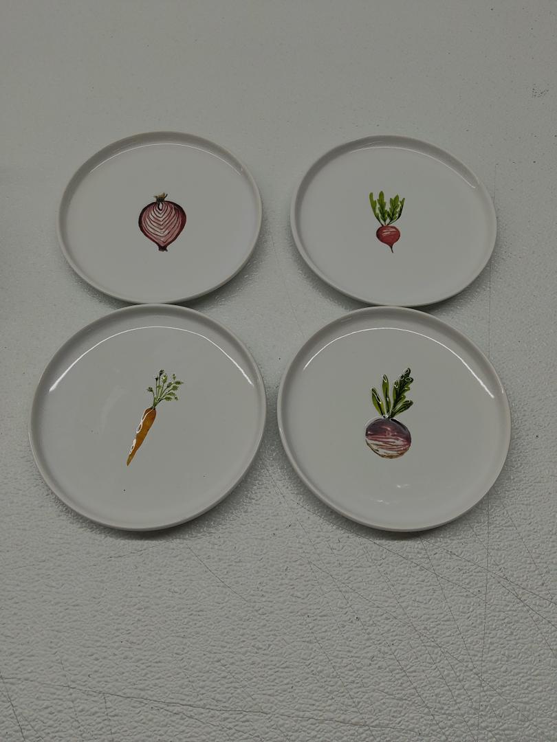 Pack of 4 Kitchen Plates With Patterns 