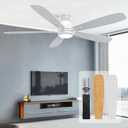 JINIU Ceiling Fans with Lights, 52 inch Flush Mount Ceiling Fan with Remote Control, 5 Blades, Reversible, Innovative Stepless dimming and Color Temperature, Ceiling Fan for Living Room, Bedroom