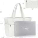 Tote Bag for Women, 15.6 Inch Laptop Bag, Large Quilted Work Shoulder Bag Ultra Lightweight Puffer Handbag for Travel (23L, Beige)