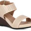 BATA Wedge Heeled Sandals, Dressy Heels, Comfortable Casual with Durable Sole, Cushioned & Lightweight Sole Slip On, Stylish Everyday Footwear for Office, Work, Travel & Outdoor (3, Beige)