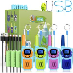 Walkie Talkies for Kids Rechargeable 4 Pack Walkie-Talkies Long Range 4 Miles NOAA FRS 2 Way Radio for Adults Camping Skiing Cruise, Family Adventure Toys for 3-12 Year Old Boys Girls Toddlers (Blue Green Gold Violet) Walkie Talkies for Kids Rechargeable 4 Pack Walkie-Talkies Long Range 4 Miles NOAA FRS 2 Way Radio for Adults Camping Skiing Cruise, Family Adventure Toys for 3-12 Year Old Boys Girls Toddlers (Blue Green Gold Violet)