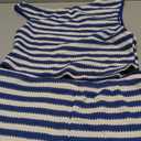 Verdusa Women's 2 Piece Striped Outfits Off The Shoulder Crop Tops and Mini Shorts Set (Large, Blue and White)