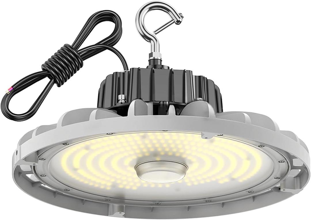 UFO Led High Bay Light 240w 28,500Im 5000K 0-10v Dimmable,High Bay Led Lights,6.5' Power Cord, Hanging Hook, Safe Rope, Etl Listed High Bay Lamps for Warehouses, Factories.(240W-1PACK-White)