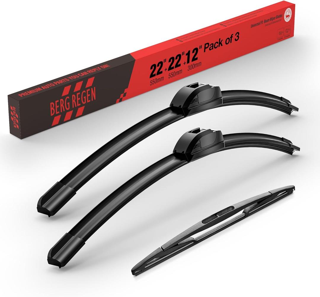 BERG REGEN 22"+22" Windshield Wiper Blades with 12" Rear Automotive Replacement Set for Chevy Tahoe 2014 2013 2012 2011 2010 2009 2008 2007  Genuine OEM Quality (Set of 3)