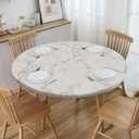 bnhjsdw Elastic Round Tablecloth Fit for 45-54” Tables, Round Fitted Table Cloth with Elastic Edge, Water Resistant Washable Table Covers for Dining Room, Party & Kitchen Decor