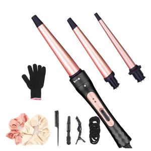Curling Iron Wand Set, Curling Wand 3 in 1 Hair Curling Wands Interchangeable Ceramic 0.35-1.25inch Barrel Hair Curler, with Heat Resistant Glove