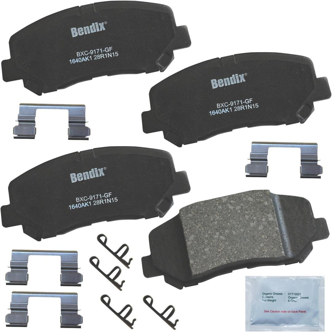 Bendix Priority1 CFC1640AK1 Ceramic Front Brake Pads for Jeep Cherokee 2014-2022 (only models with Single Piston Front Caliper, without heavy duty brakes, brake code BRF)