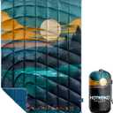 Camping Blanket,Lightweight Puffy Printed Camping Blanket Packable Outdoor Blanket for Camping,Traveling, Stadium, Hiking, Picnics (39x55", Dusk Pool-thick)