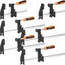 6-Pack 12(4)&6(2) Bar Clamps,Wood Clamps Heavy Duty Force 600 Lbs Adjustable and Release Quickly,Woodworking Clamps Throat Depth 2.5 inch with Plastic Handle