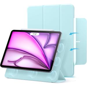 ESR for iPad Air 13 Inch Case M3/M2 (2025/2024), iPad Pro 12.9 6th/5th/4th Gen, Powerful Magnetic Attachment, Slim Trifold Stand Case, Supports Pencil Pro & Pencil (USB-C), Rebound Series, Light Blue