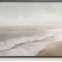 HUARCEY Sand Texture Canvas Wall Art 20"x40", Black Metal Framed Neutral Coastal Horizon Painting Print Modern Minimalist Misty Ocean Artwork for Living Room Bedroom Office Gallery Wall Decor