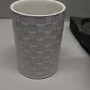 Nucookery Utensil Holder, Extra Large Ceramic Utensil Crock for Kitchen Counter, Stable Spatula & Flatware Organizer, Farmhouse Embossed Kitchen Decor, Set of 2 (Checkered)