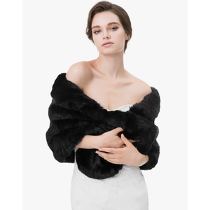 Women's Winter Warm Navy Faux Fur Shawl Coat Jacket Parka Outerwear Tops,M