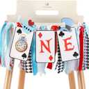 Alice in Wonderland One High Chair Banner - Wonderland Birthday Party Decorations for Girl's 1st Birthday