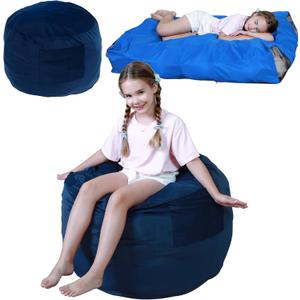 Bean Bag Chair and Sensory Crash Pad for Kids, Convertible Beanbag Folds from Lazy Chair to Floor Sensory Crash Pad, Children Lazy Sofa Chairs with Memory Foam Filling, Machine Washable