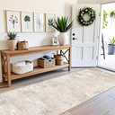 3x12 ft Washable Hallway Runner Rug - Long Non Slip Low Pile Thin Carpet Runners, Modern Abstract Neutral, Stain Resistant for Kitchen, Entryway, Bathroom Beige Grey,3x12