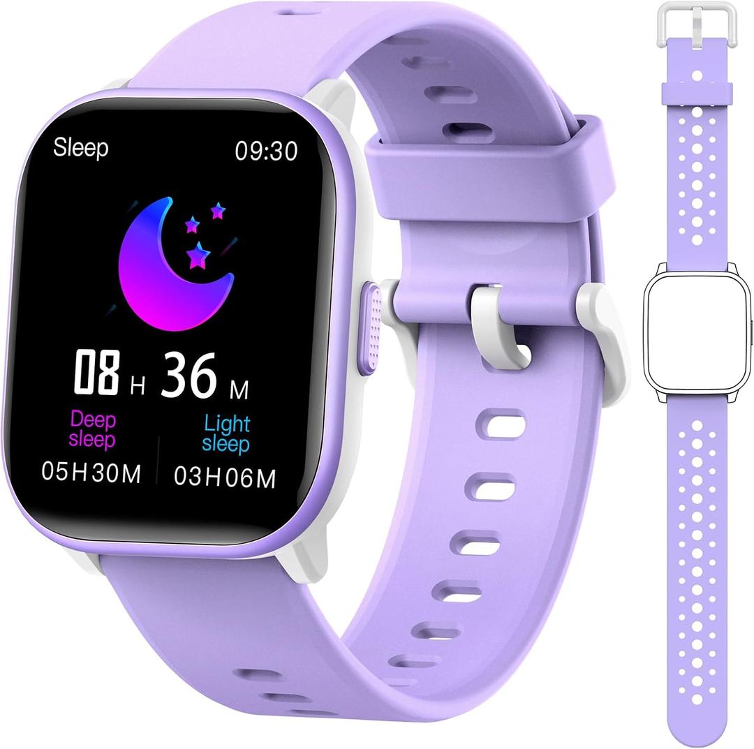 Kids Watch for Girls Boys with IP68 Waterproof, Girls Watch with 19 Sports Modes, Sleep Tracking, Pedometer, Stopwatch, Kids Activity Tracker, Birthday Gifts for Girls Age 6-15 Years Old (Purple)