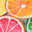 10 Inch Melamine Dinner Plates, Fruit Salad Dishes Set of 4, Summer Dessert Plate for Appetizer, Snacks and Side Plates, Birthday Party Lightweight Plates (Red/Green/Yellow/Orange)