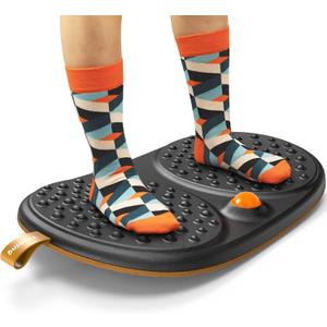 Trobing Standing Desk Mat Balance Board with Rollerball, Wooden Wobble Anti Fatigue Mat Balance Board for Standing Desk, Home Office Non-Slip Comfort Floor Mat to Relieve Foot, Knee, and Back Pain (A: Medium Black ( 21 inch)