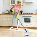 18" Professional Microfiber Mop Floor Cleaning, Flat Mop with Stainless Steel Handle,360-Spin Head with 2 Reusable Washable Pads, Microfiber Wet and Dust Mopping for Hardwood and Tile,Blue