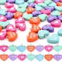 Ofanim 10/20/30/50/100 Pcs 5 Style Valentine's Day Candy Heart Charms Pendant DIY Heart Earring Charms Craft Supply for Jewelry Making