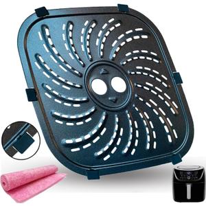 8QT Air Fryer Crisper Plate for PowerXL Vortex Pro Air Fryer Plus, Upgraded Nonstick Air Fryer Rack Grill Pan Plate Insert Grate Shelf Grid for PowerXL 8QT Air Fryers, Dishwasher Safe