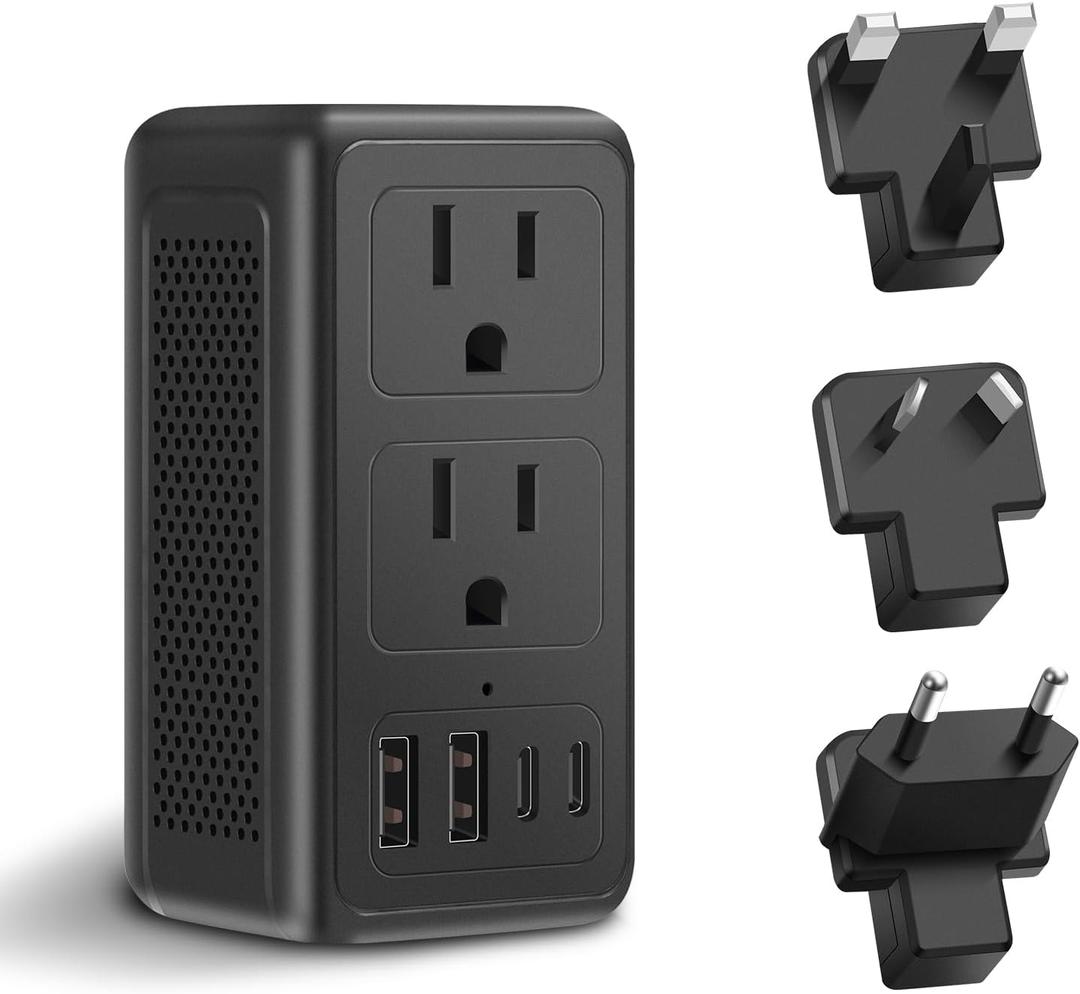 Upgraded 2000W 220V to 110V Voltage Converter US to Europe Travel Adapter for Hair Dryers with Fast Charging International Travel Adapter