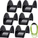 Thyle 6 Pcs Garden Hose Holder Heavy Duty Water Hose Holder Wall Mount Metal Rustproof Black Rack Storage Organizer Brackets for Outside Garden Yard Lawn