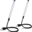 Tujoe 2 Pieces USB LED Light for Laptop Keyboard Gooseneck Light Computer Lamp Flexible Stick Dimmable LED Lamp Touch Switch for Reading Book(Black)