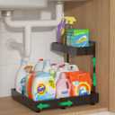 REALINN Expandable Under Sink Organizers and Storage, 2 Tier Under Cabinet Organizer, Heights Adjustable Pull Out Rack for Kitchen Bathroom Laundry, Black, 1 Pack