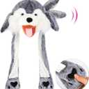 Bubblepompom Animal Hat with Ears Moving Jumping Pop Up Beating Hat Plush Holiday Cosplay Dress Up Funny Gift for Kids