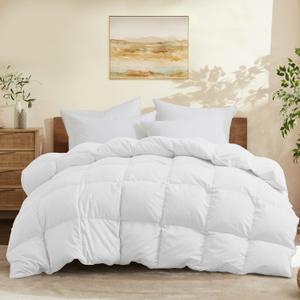 Joysoul Twin Size Down Comforter - All Season Ultra Soft Goose Down & Feather Fiber Fill, Luxury Hotel White Duvet Insert with Corner Tabs (68" X 88")