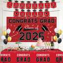 Graduation Decorations 2026 - Red Congrats Grad Banner Backdrop Tablecloth Set - Graduation Decorations Class of 2026 | Graduation Party Favors Supplies