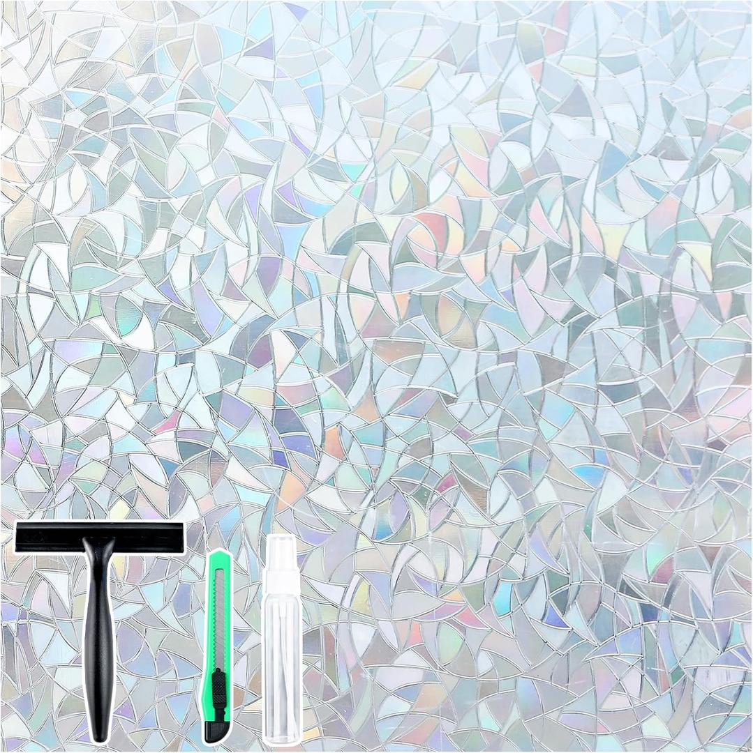 rabbitgoo Window Privacy Film Rainbow, Silver, 35.4" x 78.7"