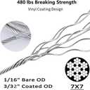 Sun Shade Sail Hardware Kit 6 Inch - 84pcs Set Stainless Steel Sun Sail Hardware Kit Mounting Accessories with 48 Ft (12 Ft x 4) Vinyl Coated Stainless Steel Wire Cable Ropes for Deck Railing