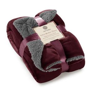 Genteele Sherpa Throw Blanket Super Soft Reversible Ultra Luxurious Plush Blanket, 50 x 60 inches, Rich Burgundy Red/Gray